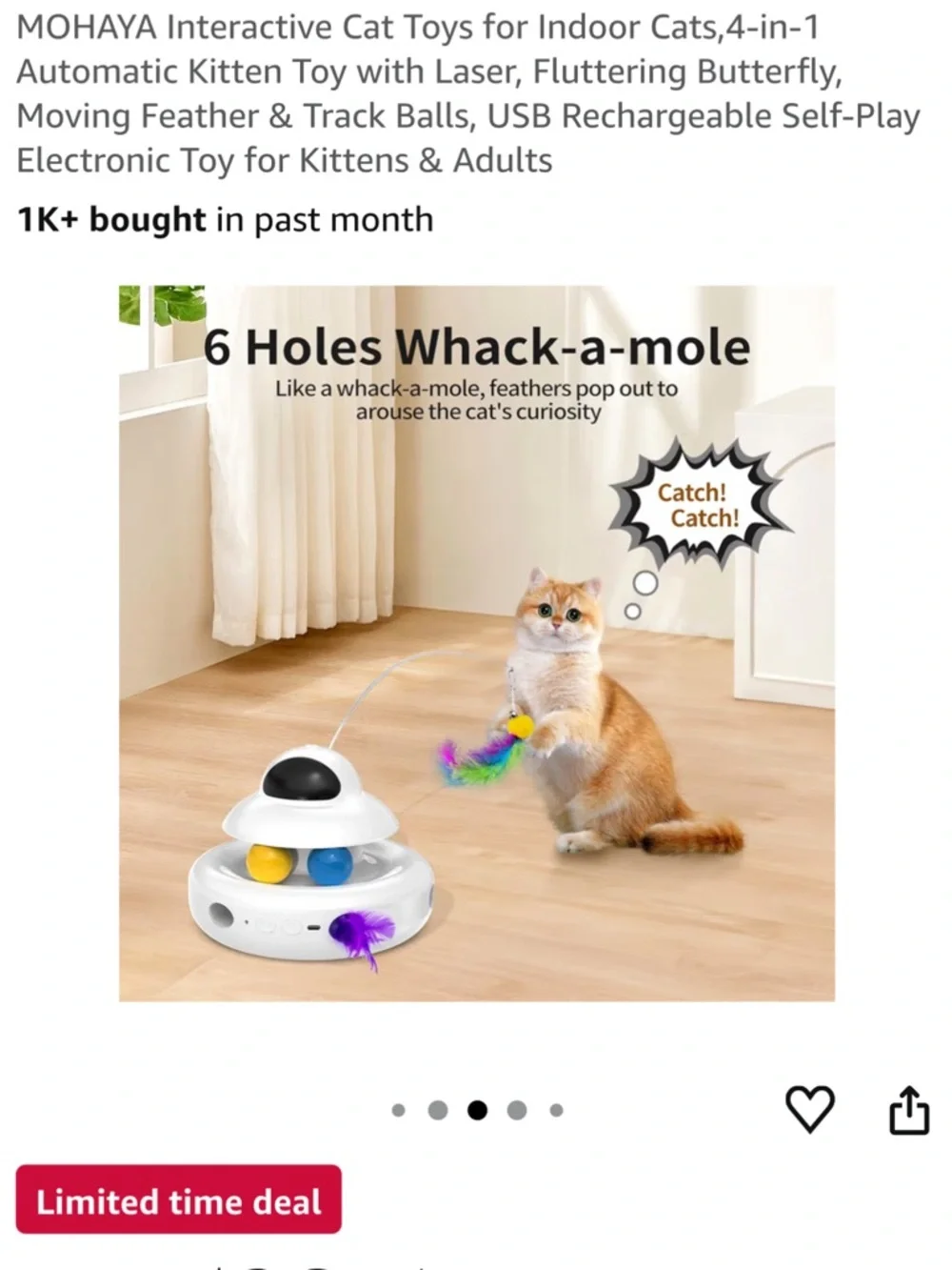 Brand new Interactive Cat Toy with Laser, Feathers & Track Balls - White